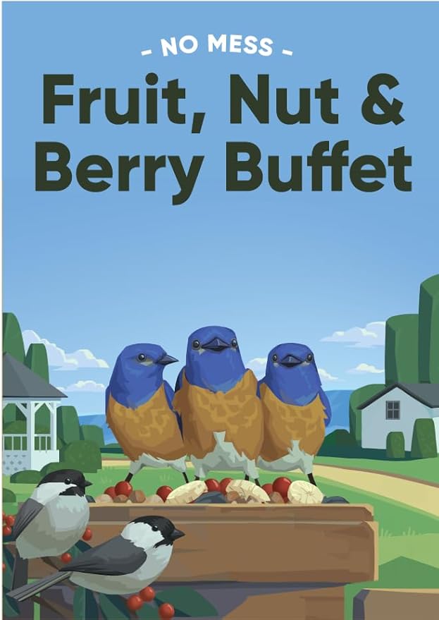 Bird Pro No-Mess Fruit, Nut & Berry Buffet – Super-Premium Wild Bird Food Mix with Almonds, Walnuts, Pecans, Pistachios, Raisins, Cherries & Cranberries – Zero Fillers, 100% Edible (36 Pounds)