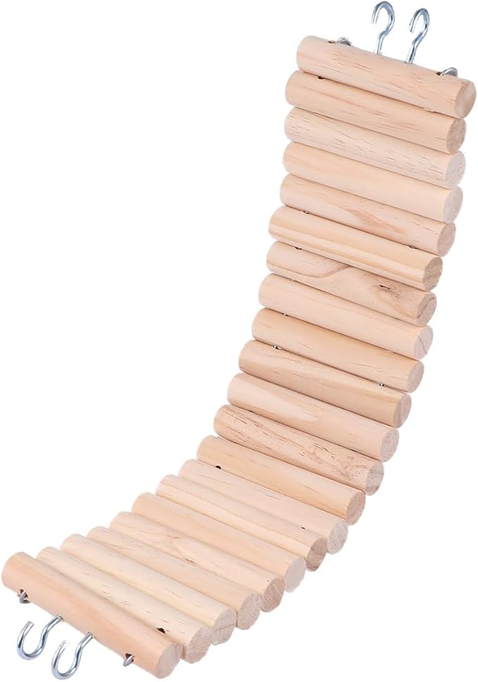 BESTYASH Wooden Pet Hanging Climb Bridge Ladder, 7.5x30cm Small Animal Chew Climbing Ladder for Hamsters, Mice, Gerbils, and Birds Cage Accessories
