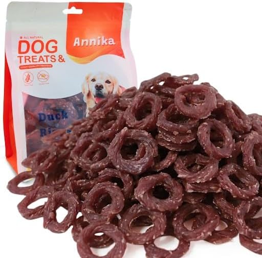 Annika Duck Jerky Rings – High Protein Natural Duck Chews with Taurine, Rawhide-Free Soft & Chewy Training Snacks for Small to Large Dogs, 11.60 oz