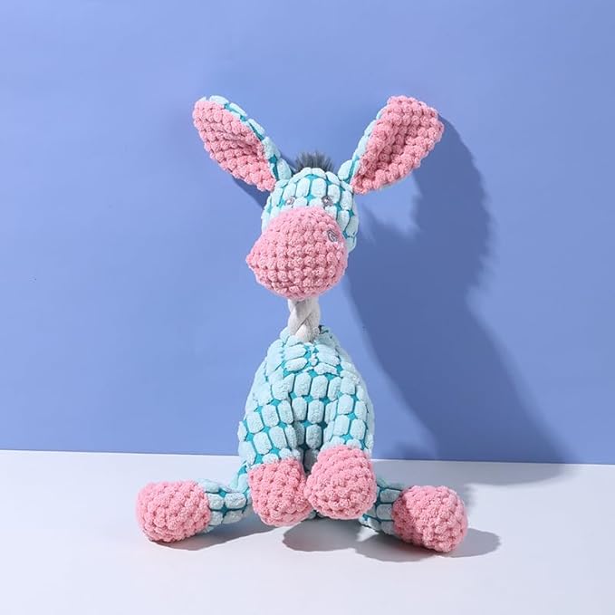 Blue Donkey Plush Chew Toy with Squeakers – Durable, Soft, and Fun Interactive Dog Toy for Teeth Cleaning, Training, and Relieving Anxiety – Perfect for Small, Medium, and Large Dogs(Blue Donkey)