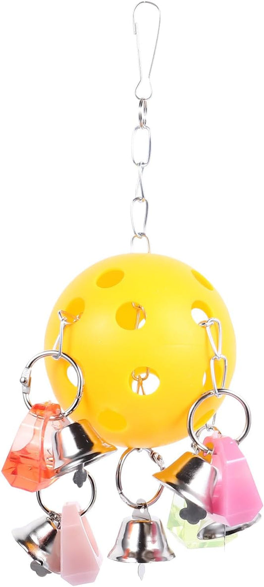 Luxshiny Colorful Parrot Chew with Bell Ball Hanging Bird Cage Decoration for Entertainment and Stress Relief