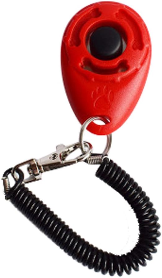 SERYU 1 Piece Dog Pet Click Clicker Training Trainer Aid Wrist Strap Red