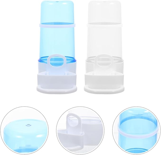 2pcs Automatic Bird Food Feeder and Plastic Hamster Food Dispenser with Waterer for Bird Cages for Parrots and Small Pets Blue