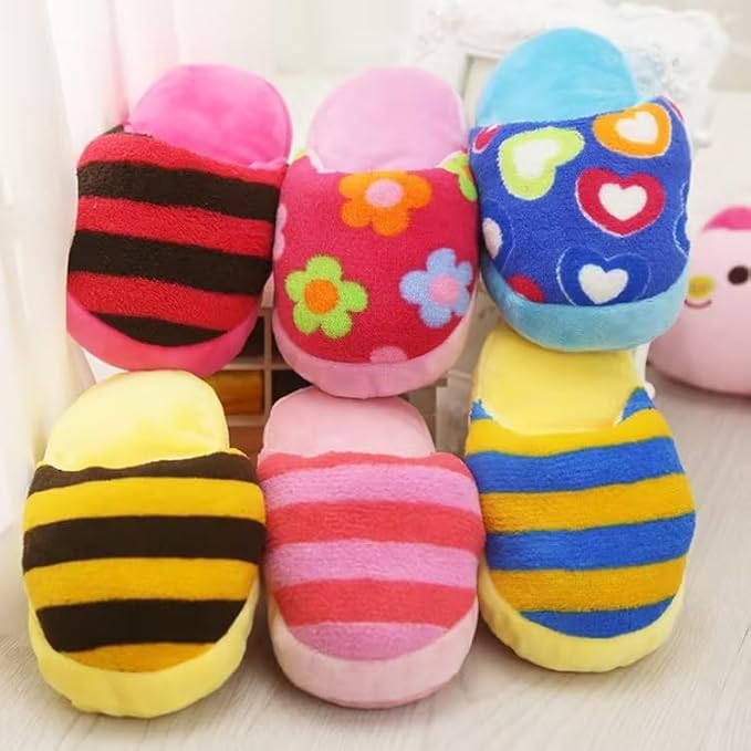 1Pcs Pink Cute Pet Puppy Dog Cat Slipper Shape Plush Chew Play Toy Flip-Flops Squeaky Toys Dog Squeak Toys,Keep Them Busy Durable Teething Shoe Interactive Squeaky Puppy Toy,Small,Pet Products