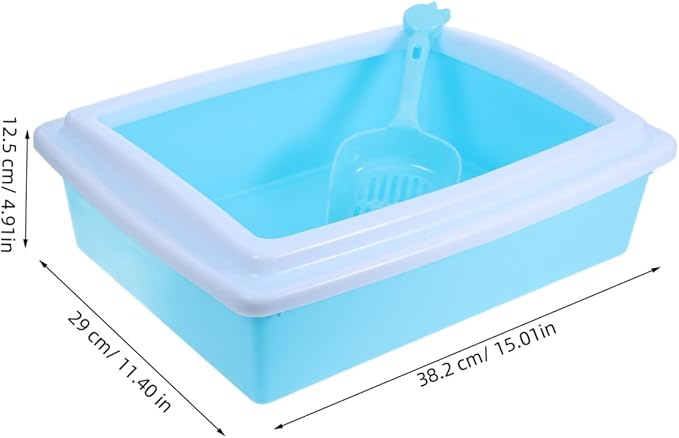 YARNOW Cat Litter Toilet Training System Cat Toilet Trainer Litter Tray Flap System Kitten Training Small Boxes for s Abs Sky-Blue