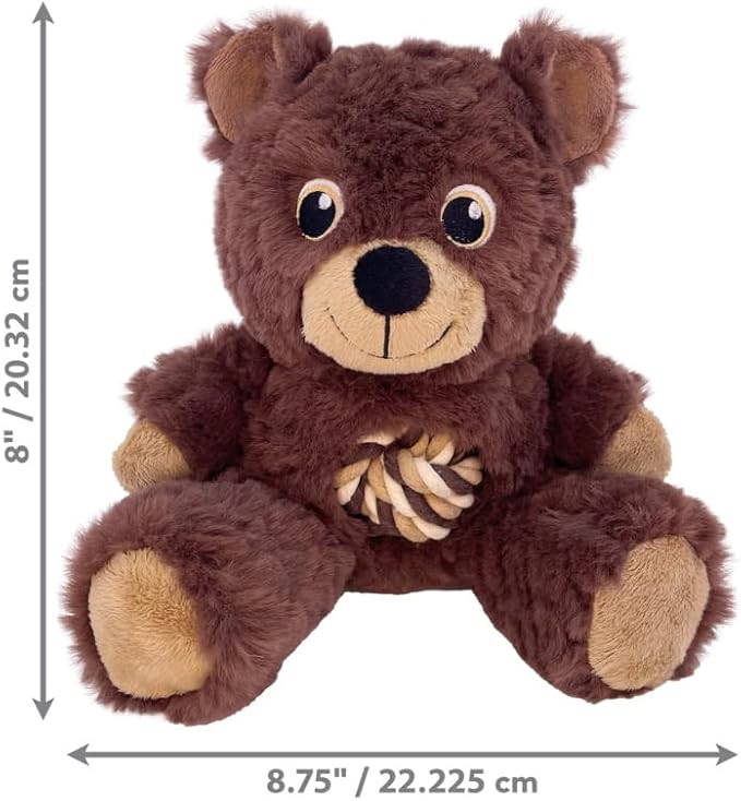 KONG Knots Teddy Bear - Knotted Rope Tummy and Tail - Soft Plush Dog Toy (Medium)