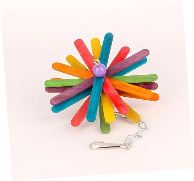 Kisangel 2pcs Parrot Bite Colorful Block Chewing String Pendant for Teeth Grinding and Beak Exercise Hanging Bird Cage Accessory for Parrots and Small Birds