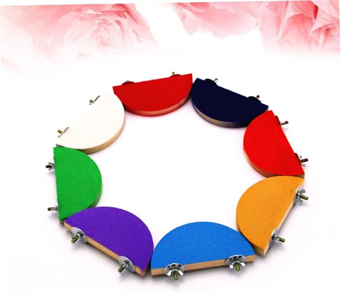 BESPORTBLE 2pcs Semicircle Frosted Wood Parrot Stand Small Animal Platform for Hamsters Gerbils and Birds Easy to Install Random Colors Paw Grinding and Play Area
