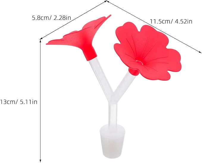 Uonlytech 3pcs Hanging Red Flower Dual-Port Hummingbird Feeders for Garden Outdoor Use, Plastic Bird Feeders with Bases, Easy to Clean and Refill, Suitable for Backyard Birding