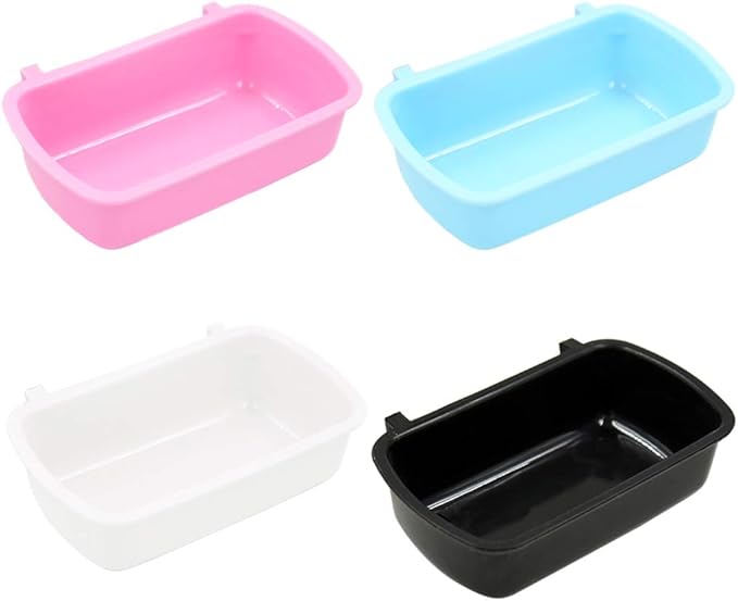 Small Pet Feeding Dish for Case Food Bowl with Hooks Cup Bird Cage Water Bowl for Birds Hamster Puppy Rabbi Pink Plastic