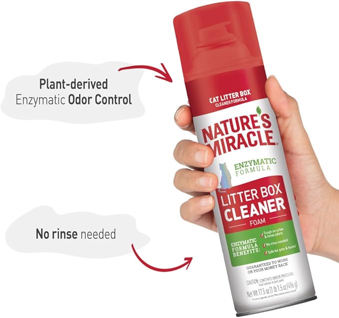 Nature’s Miracle Litter Box Cleaner Foam, Enzymatic Formula, 17.5 oz, Pack of 4