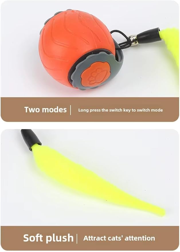Bytewave Speedy Tail 3.0 is a Smart, Rolling cat Toy with 360° Motion, Feather Tails, and USB Charging. Two Modes Keep Indoor Cats Active, Entertained, and Engaged. Includes red and Blue Balls.