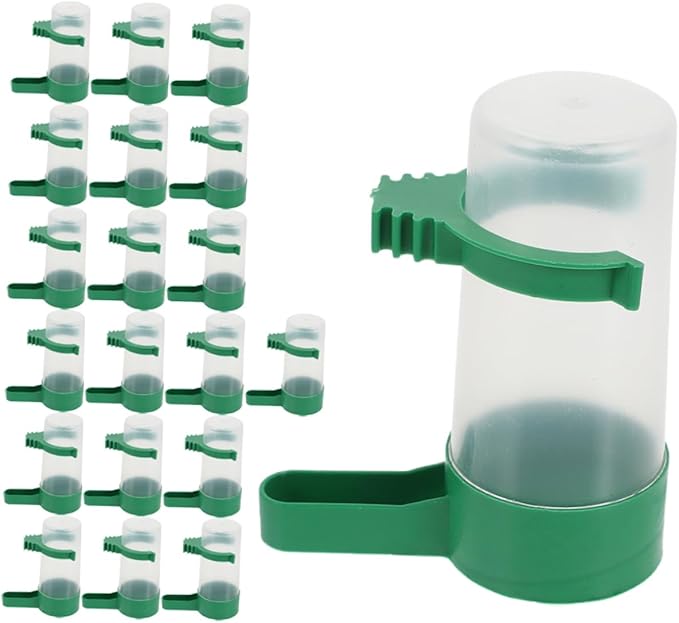 Healifty 20pcs Automatic Bird Water Dispensers for Small Birds Parrots Antispill Design Easy to Clean Water Bowls Pet Drinkers