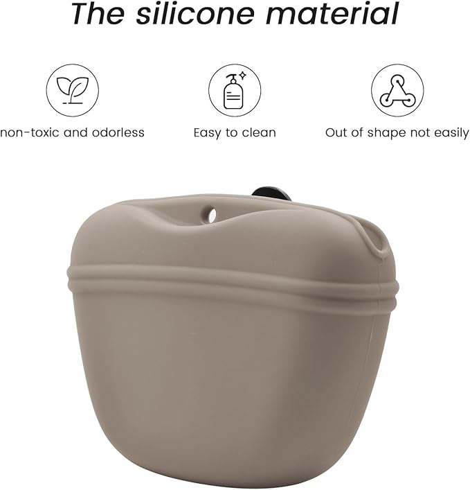 AUDWUD Silicone Dog Treat Pouch,with Dog Training Clicker,Clip on Portable Training Container,Convenient Magnetic Buckle Closing and Upgraded Waist Clip for Enhanced Stability