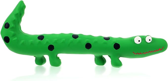Angoily Squeaky Dog Cat Toy Puppy Toys Interactive Tough Play Fetch, No Stuffing, Small, Medium, Large Pet Breed, Reduce Separation Anxiety, 9.5 Inch (Latex Lizard)