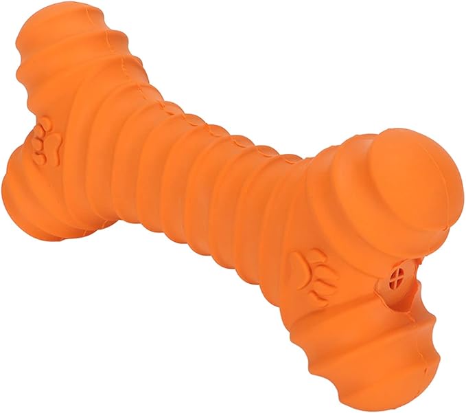 Pssopp Dog Bones Toy, Latex Squeaky Dog Toy,Pet Puppy Cat Squeaky Chewing Play Toys Bone Shaped Toys for Puppy (Orange)