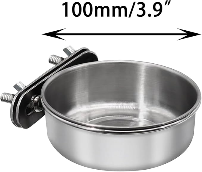 TAODAN 2PCS Stainless Steel Bird Feeder Bowl with Clip Birdcage Accessories Suitable for Ferrets Parrots Pigeons Chinchillas Hamsters