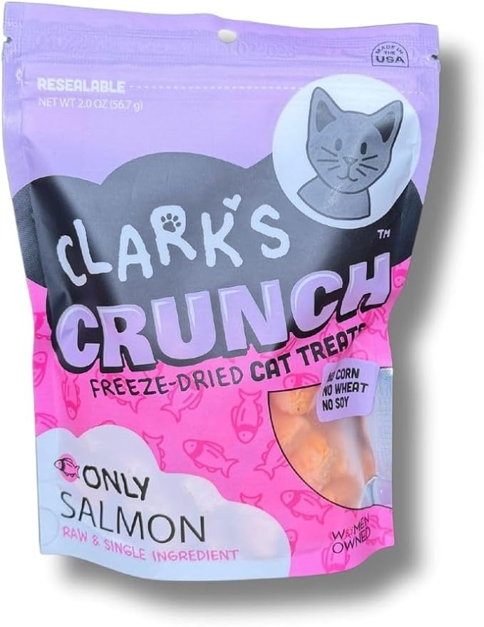 | Freeze Dried Cat Treats | Salmon Bites, Single Protein | Premium Quality | Grain Free Training Treats for Cats, 2 oz Pouch