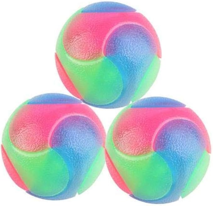 Flashing Elastic Ball Light Up Dog Balls Glow in The Dark, Interactive Pet Toys, Rubber Chew Ball Toy Safe for Puppy, Cats, Dogs 3Pcs