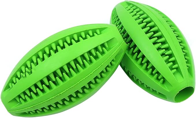 Alnicov 2pcs Dog Toy BallNontoxic Bite Resistant Toy Ball for Pet Dogs Puppy Cat,Dog Pet Food Treat Feeder Chew Tooth Cleaning Ball (Green)