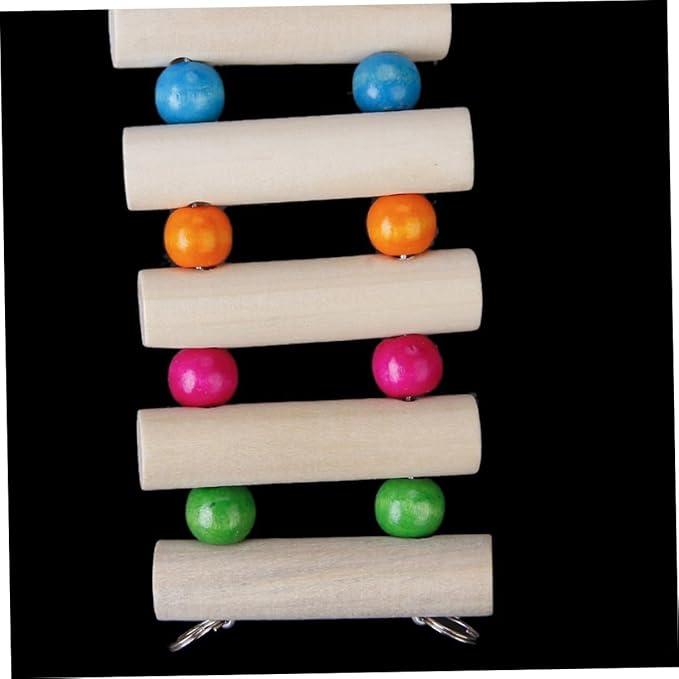 Toddmomy Wooden Parrot Swing Toy 30cm Ladder Animal Toy Bridge for Birds Squirrels Gerbils with Hooks Bird Cage Accessory for Climbing Chewing