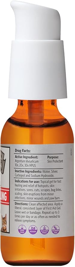 Sovereign Silver First Aid Gel for Pets - Topical Healing for Dogs and Cats, 1oz Pump Gel