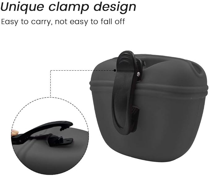 AUDWUD Silicone Dog Treat Pouch,with Dog Training Clicker,Clip on Portable Training Container,Convenient Magnetic Buckle Closing and Upgraded Waist Clip for Enhanced Stability