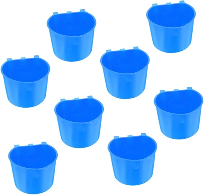 Happyyami 8pcs Hanging Food and Water Bowl Bird Cage Feeding Cups Easy to Install for Small Animals and Poultry