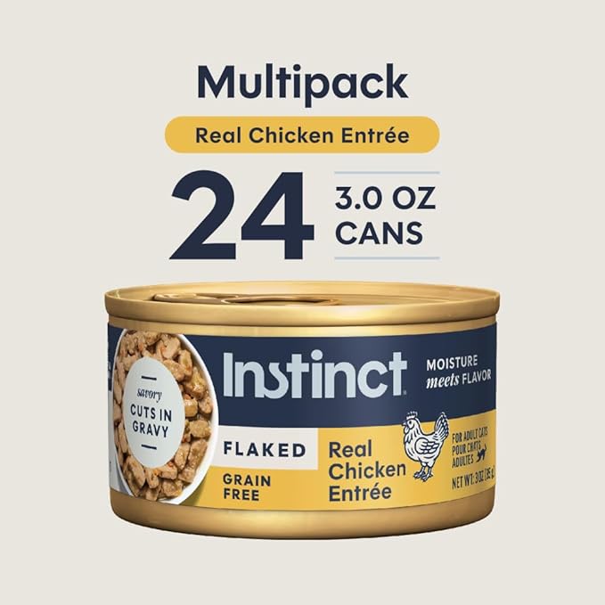 Instinct Flaked Entrée Wet Canned Cat Food - Chicken, 3 Ounce (Pack of 24)