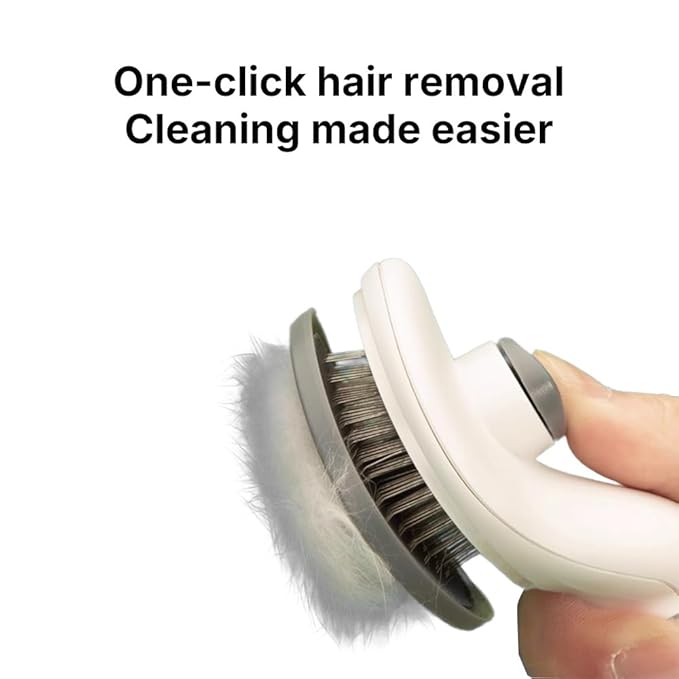 Cat Brush & Deshedding Dog Brush for Shedding and Grooming, One-click Hair Removal, Skin-Friendly Pet Grooming Tool for Cats and Dogs, Easy to Clean, Grey
