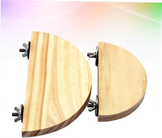 2 Pcs Parrot Wood Semicircle Stands for Small Animals Hamster Platform Jumping Board Sturdy PET Bird Cage Accessories