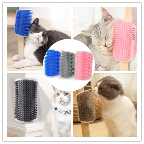 6 Pack Cat Self Groomer with Catnip Pouch Wall Corner Groomers Cat Face Scratcher Pet Grooming Brush Massage Combs for Short Long Haired Cats Fur Pets Dog Kitten Puppy