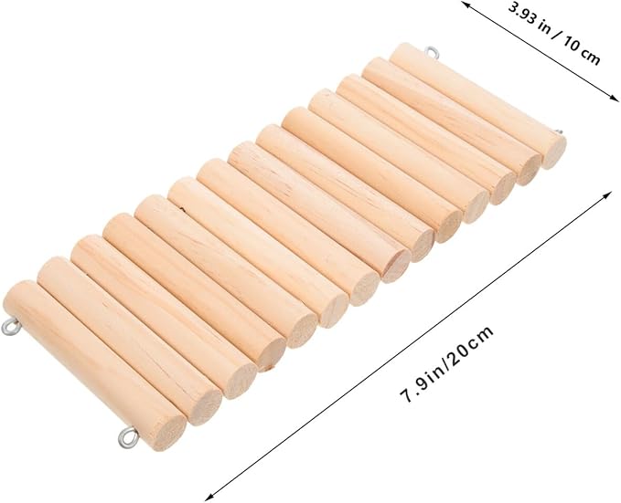 BESPORTBLE Bite-Resistant Wooden Hamster Ladder for Climbing and Exercise Easy Installation Multi-Function Natural Wood Ladder Plaything for Small Pets and Birds Cage Accessory