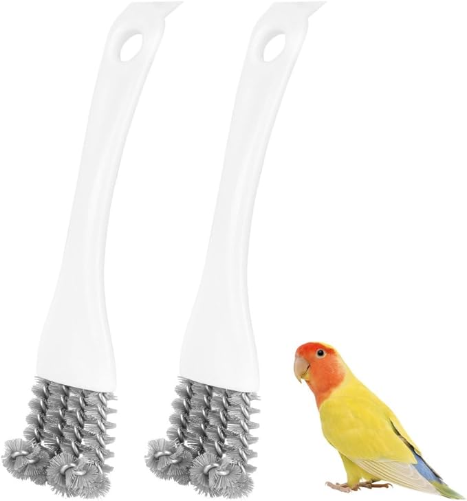 Bird Cage Brush, Parrot Cage Cleaner with Shovel & Ergonomic Handle Pet Cages Accessory for Deep Cleaning