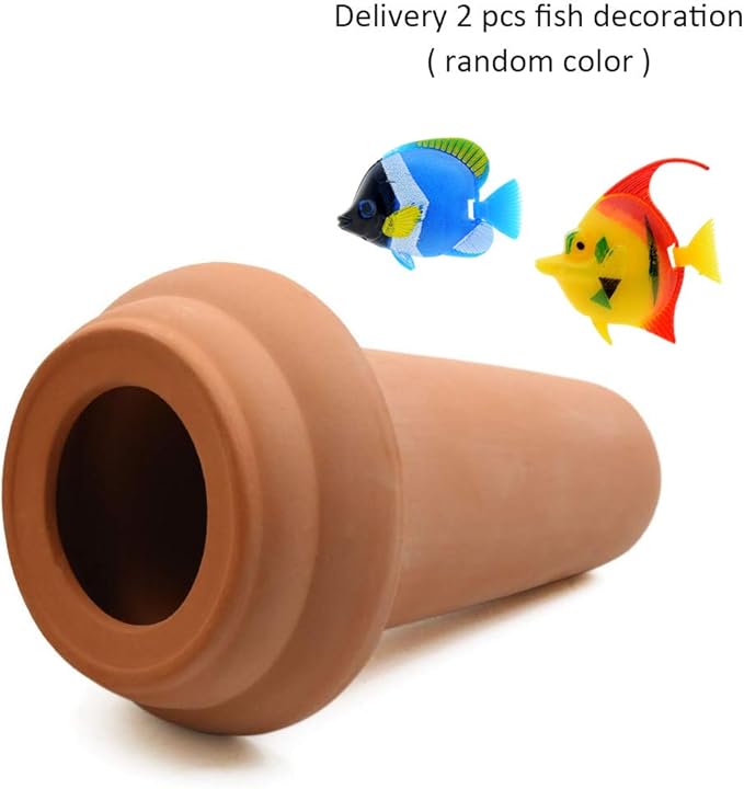 Saim Ceramic Spawning Breed Cone Orange Fish Tank Ornaments for Discus Clownfish Angelfish Aquatic Pets Breeding Cones Play Hide Rest 7 Inches