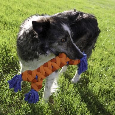 KONG Rope Rally Tug and Play Dog Toy - Woven Fleece Durable Toy for Shaking, Fetching, Tugging (Bone)