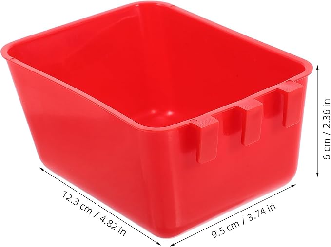6pcs Hanging Bird Cage Cups and Water Bowls, Red Plastic Feeding Bowls for Parrots, Poultry, Rabbits, Ferrets – Indoor Bird Feeder Accessories for Chicken Coops and Birdcages