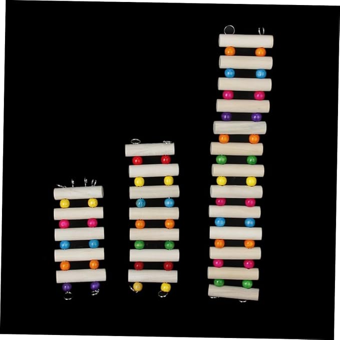 Toddmomy Wooden Parrot Swing Toy 30cm Ladder Animal Toy Bridge for Birds Squirrels Gerbils with Hooks Bird Cage Accessory for Climbing Chewing