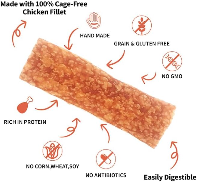 LuvChew Chicken Dog Chew Chips, Puffed Human Grade Chicken Dog Treat, Rawhide Alternative, Easy to Digest 12pcs/Pack