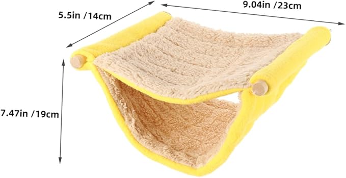 Sosoport Small Animal Hammock Dual Layer Hanging Plush Sleeping Nest for Hamster Bird Cage Rat Ferret Bed Yellow Comfortable Pet Cage Accessory
