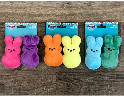 Peeps for Pets Plush Bunny Toys for Dogs, Pink/Purple, Mini/2 Pack | Fun Way to Keep Your Pet Entertained for Hours | Soft, Cute, Cuddly, and Squeaky Dog Toys for Easter or Everyday Use