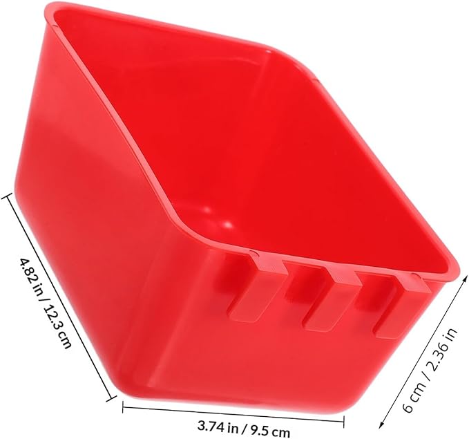 Homoyoyo 6pcs Hanging Parrot Cage Feeder Bird Water Feeding Cups Red Birdcage Bowls for Poultry Rabbit Pigeon with Hooks for Bird Cage Accessories