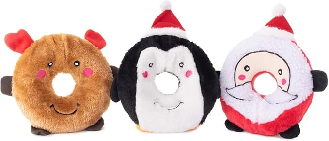 ZippyPaws - Holiday Donutz Buddies Squeaky Dog Toys - Santa