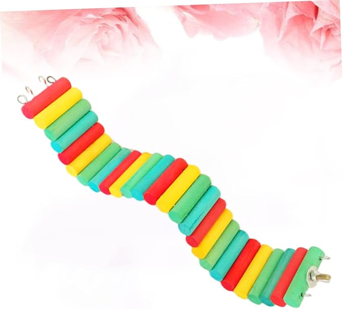 Happyyami 1pc Colorful Parrot Ladder Natural Wood Climbing Toy for Hamsters and Pets Exercise Bridge Safe and Sturdy Design for Bird Cages and Pet Accessories