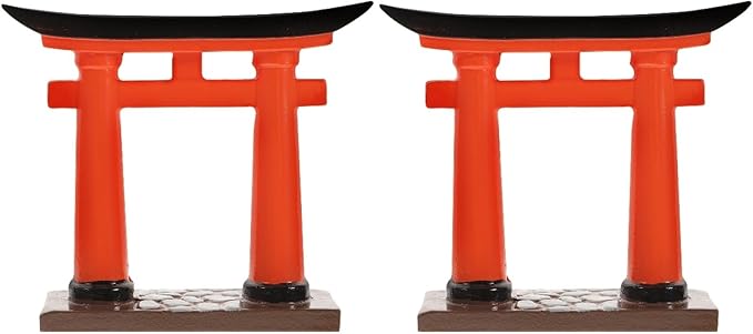 Toddmomy Miniature Torii Gate Aquarium Decor 2-Pack Japanese Style Fish Tank Ornaments 3.54X1.57X3.14 Inch Zen Garden Micro Landscape Decoration for Aquatic Pets
