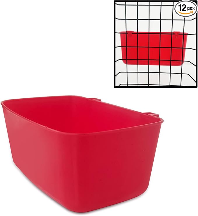 12 Pack Feeder Waterer Chicken 21 oz Food Water Cage Cups Rabbit Puppy Cat Hanging Feeding Dish Coop Bowl Watering Container Treats Drinker for Pigeon Bird Bath Basin Hamster Bed