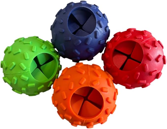 Piggy Poo and Crew Challenging Treat Dispensing Balls 4 Pack for Pigs Piglets Dogs Rabbits Cats Small Animals (Red Dark Blue Green Orange)