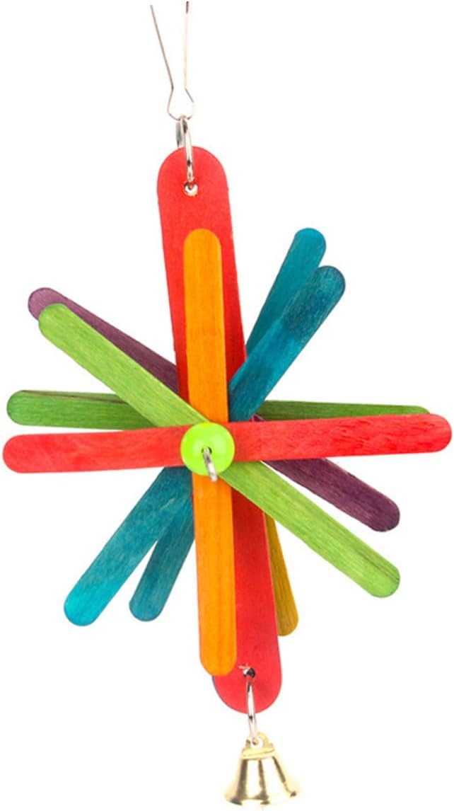 Kisangel 2pcs Parrot Bite Colorful Block Chewing String Pendant for Teeth Grinding and Beak Exercise Hanging Bird Cage Accessory for Parrots and Small Birds