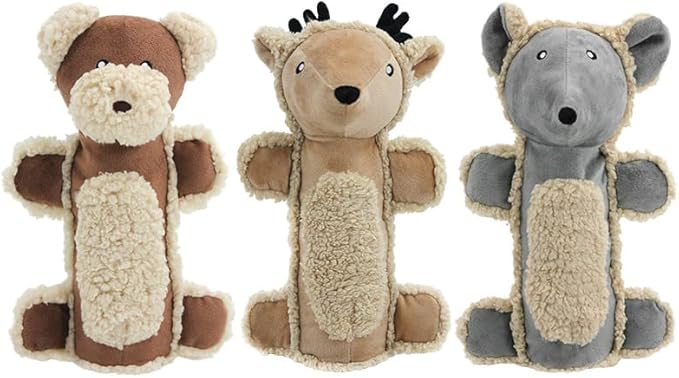 Plush Animal Pet Toy 11x7in Squeaky Chew Toy for Dogs and Cats, Cylinder Shape Plush Doll with BB Sound for Play and Comfort (V3)