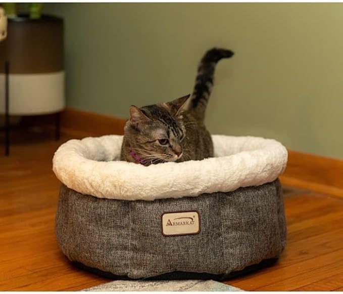 Armarkat Cozy Cat Bed in Beige and Gray C105HHS/MB
